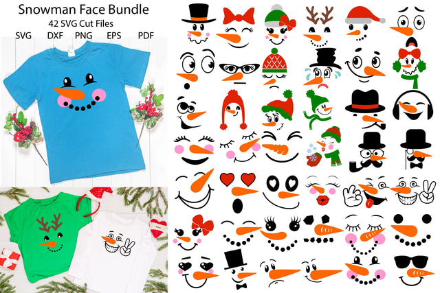 Snowman Faces SVG Bundle | Christmas SVG SVG Yuliya 