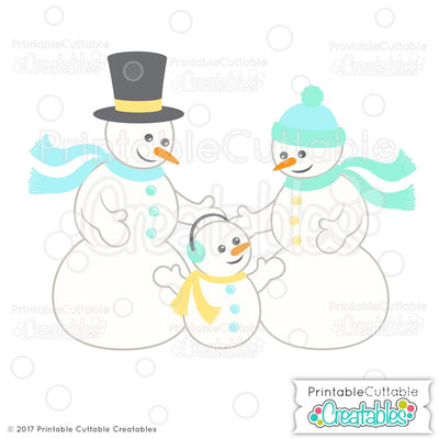 Snowman Family SVG Printable Cuttable Creatables