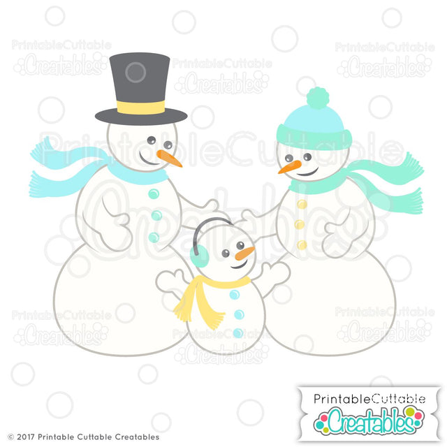 Snowman Family SVG Printable Cuttable Creatables