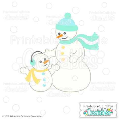 Snowman Family SVG Printable Cuttable Creatables 