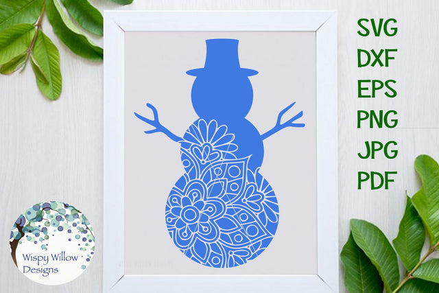 Snowman Floral Mandala SVG Wispy Willow Designs 