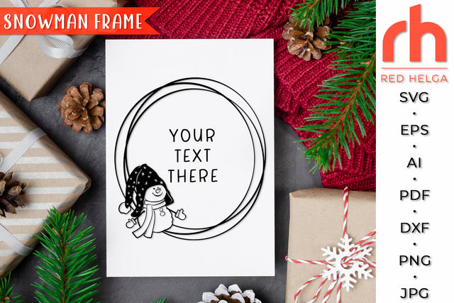 Snowman Frame SVG - Christmas Circle Cut File SVG RedHelgaArt 
