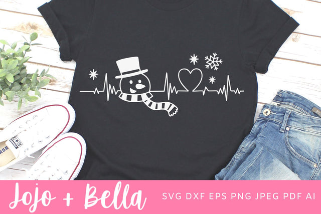 Snowman Heartbeat Svg, Snowman Svg, Kid’s Christmas Shirt Svg, Christmas Card Svg, Christmas Gift png, Christmas Sign DXF, Christmas Svgs, Christmas Ornament SVG SVG Jojo&Bella 