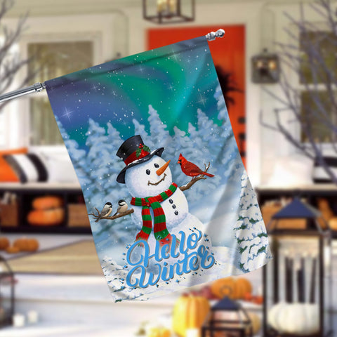 Snowman Hello Winter Garden Flag - 12x18 Garden Flag Sublimation Design Download PNG File Instant Download Sublimation CaldwellArt 