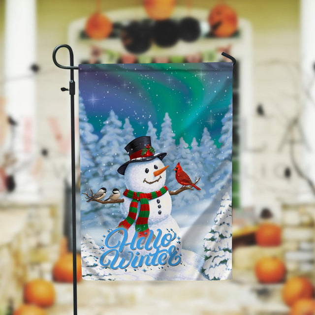 Snowman Hello Winter Garden Flag - 12x18 Garden Flag Sublimation Design Download PNG File Instant Download Sublimation CaldwellArt 