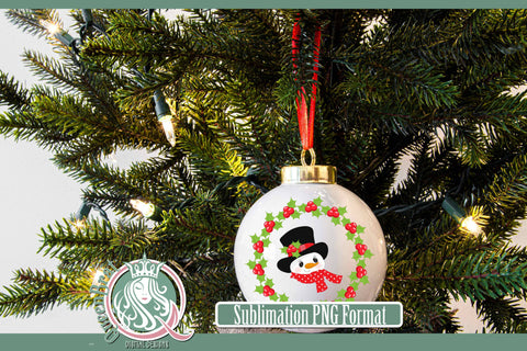 Snowman Holly Wreath Sublimation Sublimation QueenBrat Digital Designs 