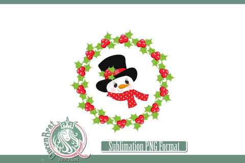 Snowman Holly Wreath Sublimation Sublimation QueenBrat Digital Designs 