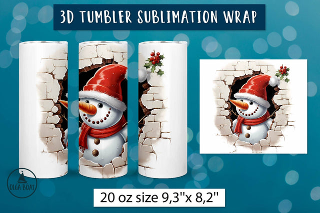 Snowman illustration | Christmas sublimation tumbler wrap Sublimation Olga Boat Design 
