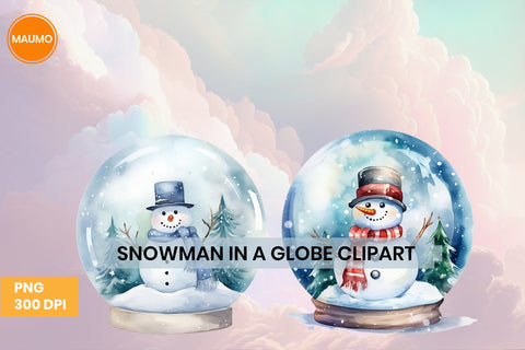 Snowman in a globe Christmas clipart Sublimation Maumo Designs 