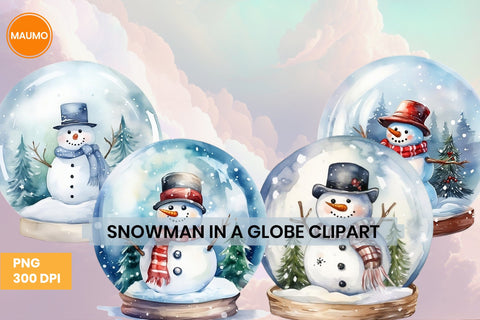 Snowman in a globe Christmas clipart Sublimation Maumo Designs 
