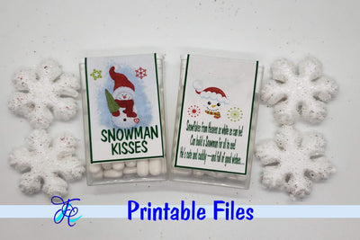 Snowman Kisses Tic Tac Label 3D Paper Family Creations 