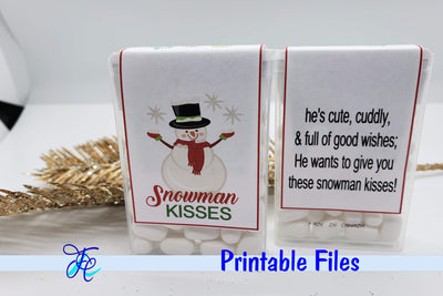Snowman Kisses - Tic Tac Labels 3D Paper Family Creations 