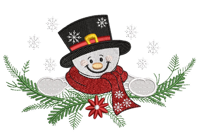 Snowman Machine Embroidery Design, Holiday Embroidery Design, Christmas decor Embroidery Design, Merry Christmas, 4 sizes. Embroidery/Applique DESIGNS ArtEMByNatalia 