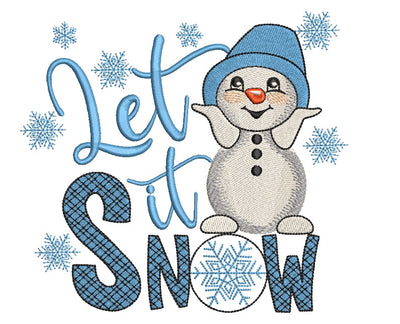 Snowman Machine Embroidery Design , Let it snow embroidery , winter embroidery, 4 sizes, instant download. Embroidery/Applique DESIGNS ArtEMByNatalia 