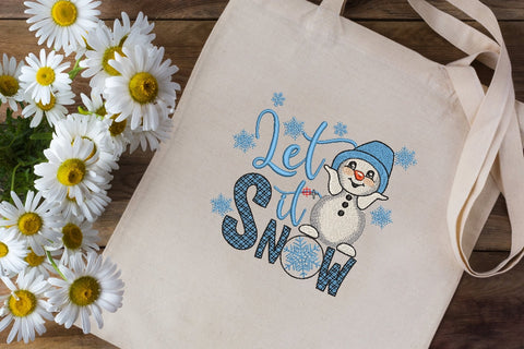 Snowman Machine Embroidery Design , Let it snow embroidery , winter embroidery, 4 sizes, instant download. Embroidery/Applique DESIGNS ArtEMByNatalia 