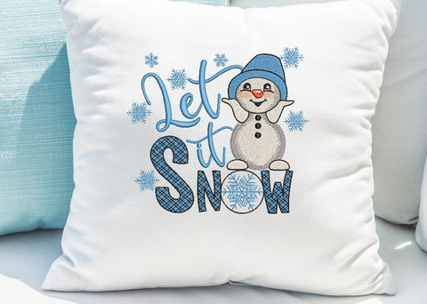 Snowman Machine Embroidery Design , Let it snow embroidery , winter embroidery, 4 sizes, instant download. Embroidery/Applique DESIGNS ArtEMByNatalia 