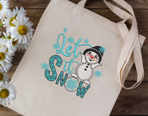 Snowman Machine Embroidery Design , Let it snow embroidery , winter embroidery, 4 sizes, instant download. SVG ArtEMByNatalia 