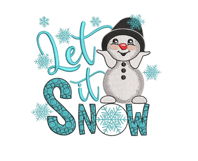 Snowman Machine Embroidery Design , Let it snow embroidery , winter embroidery, 4 sizes, instant download. SVG ArtEMByNatalia 