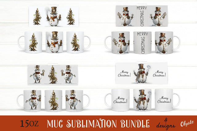 Snowman Mug Bundle. Steam Punk Christmas Sublimation Sublimation Olga Terlyanskaya 