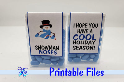 Snowman Noses Blue - Tic Tac Label 3D Paper Family Creations 