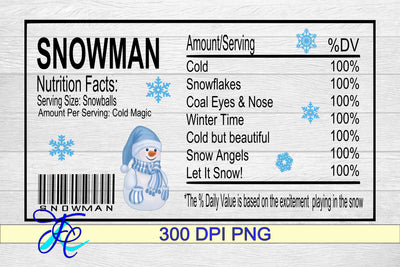 Snowman Nutrition Label Blue SVG Family Creations 