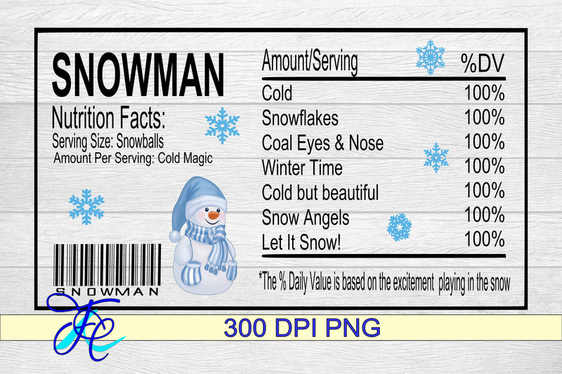 Snowman Nutrition Label Blue SVG Family Creations 