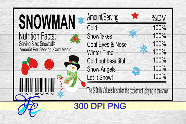Snowman Nutrition Label SVG Family Creations 