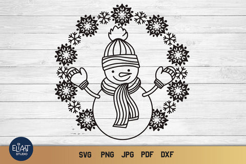 Snowman PNG Design, Christmas SVG Decor, Snowflakes SVG. SVG Elinorka 