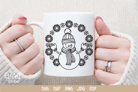 Snowman PNG Design, Christmas SVG Decor, Snowflakes SVG. SVG Elinorka 