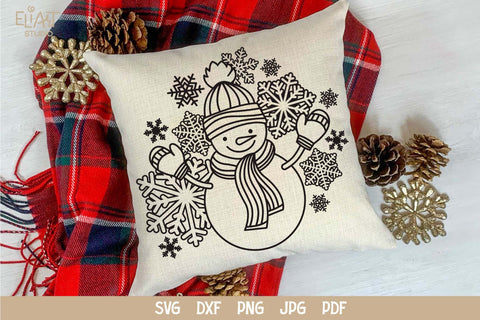 Snowman PNG Design, Christmas SVG Decor, Snowflakes SVG. SVG Elinorka 