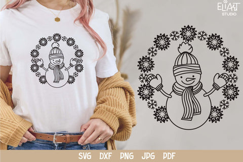 Snowman PNG Design, Christmas SVG Decor, Snowflakes SVG. SVG Elinorka 