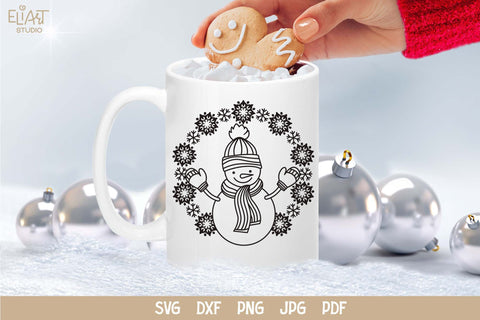 Snowman PNG Design, Christmas SVG Decor, Snowflakes SVG. SVG Elinorka 