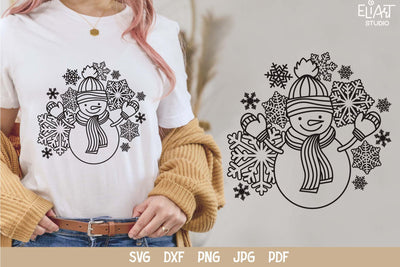 Snowman PNG Design, Christmas SVG Decor, Snowflakes SVG. SVG Elinorka 