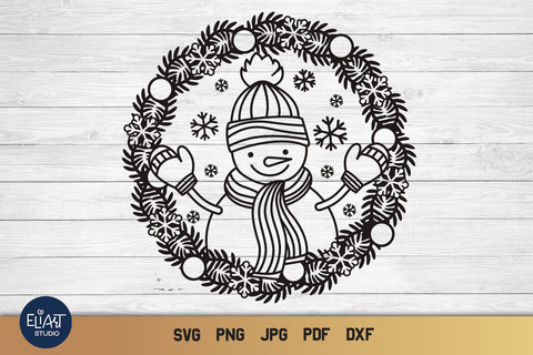 Snowman PNG Design, Christmas SVG Decor, Snowflakes SVG. SVG Elinorka 