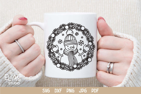 Snowman PNG Design, Christmas SVG Decor, Snowflakes SVG. SVG Elinorka 