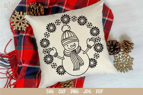 Snowman PNG Design, Christmas SVG Decor, Snowflakes SVG. SVG Elinorka 