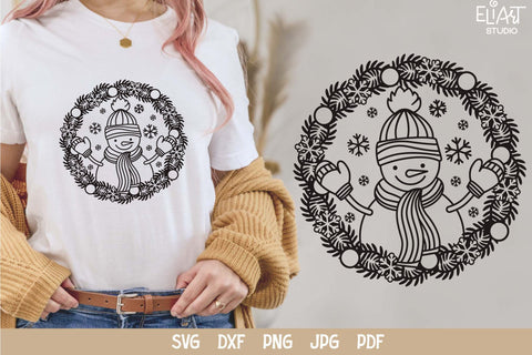 Snowman PNG Design, Christmas SVG Decor, Snowflakes SVG. SVG Elinorka 