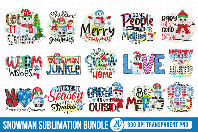 Snowman PNG Sublimation Bundle Sublimation CraftLabSVG 