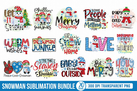 Snowman PNG Sublimation Bundle Sublimation CraftLabSVG 