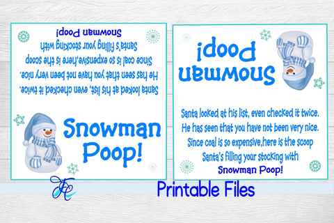 Snowman Poop! Bag Topper 3D Paper Family Creations 