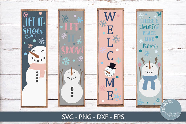 Snowman Porch Sign Bundle|Winter Vertical Sign Bundle SVG Linden Valley Designs 