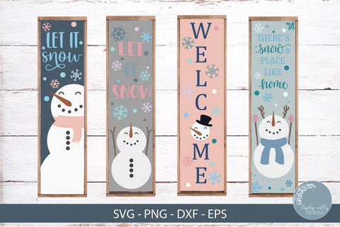 Snowman Porch Sign Bundle|Winter Vertical Sign Bundle SVG Linden Valley Designs 