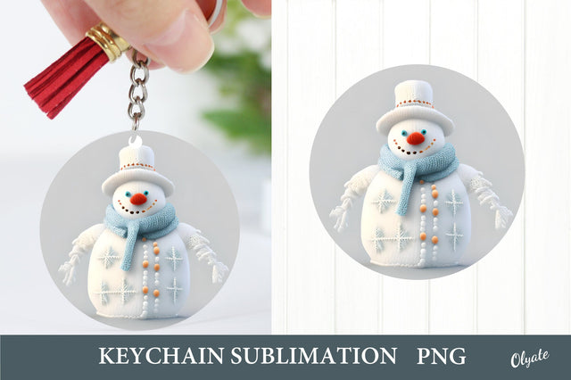 Snowman Round Keychain. Christmas Keychain PNG Sublimation Olga Terlyanskaya 