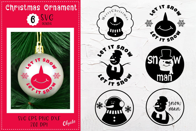 Snowman Round Ornament Bundle. Christmas Ornament SVG SVG Olga Terlyanskaya 