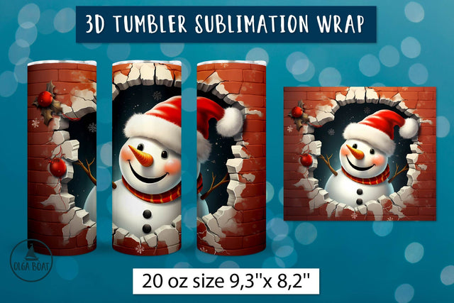 Snowman skinny tumbler | Christmas tumbler wrap Sublimation Olga Boat Design 