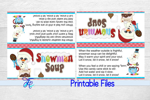 Snowman Soup Bag Topper v1 3D Paper Family Creations 