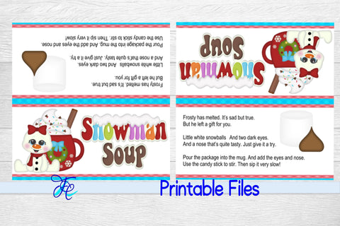 Snowman Soup Bag Topper v4 3D Paper Family Creations 