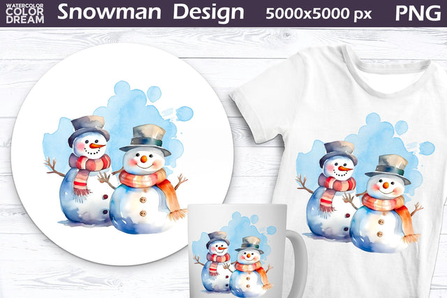 Snowman Sublimation Design Sublimation WatercolorColorDream 