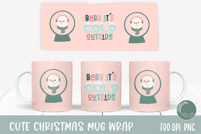 Snowman Sublimation Mug-Christmas Sublimation Mug Wrap PNG Sublimation Linden Valley Designs 
