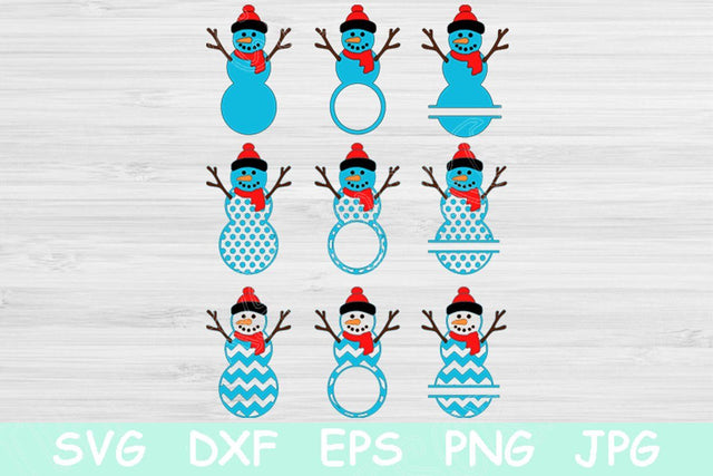 Snowman Svg File, Christmas Svg. Split Chevron and Polka Dots Cut Files for Cricut and Silhouette. Frosty the Snowmen Kids Holiday Monogram. SVG TiffsCraftyCreations 